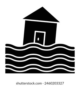 Flooded House Icon Design For Personal And Commercial Use