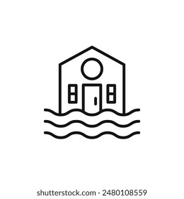 Flooded House Icon Ideal for Disaster Preparedness