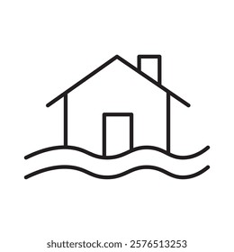 Flooded house icon Outline vector for web ui