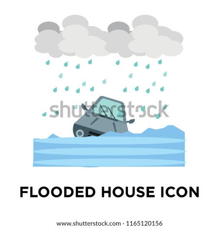 Flooded house icon vector isolated on white background, Flooded house transparent sign , weather symbols