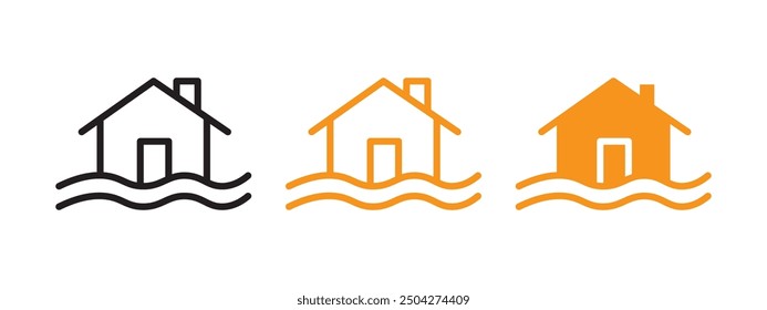 Flooded house icon web design in vector