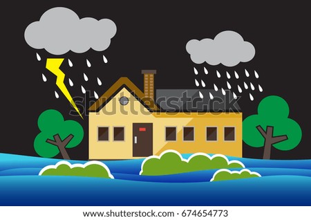 flooded house illustration
