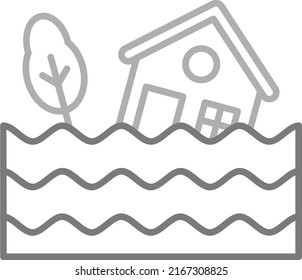 Icono vectorial de la casa inundada. Se puede usar para imprimir, móviles y aplicaciones web.