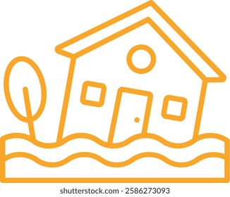 Flooded House vector icon. Can be used for printing, mobile and web applications.