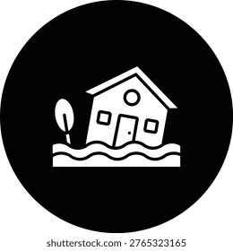 Flooded House vector icon. Can be used for printing, mobile and web applications.