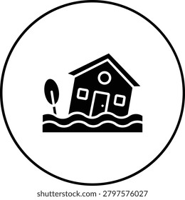 Flooded House vector icon. Can be used for printing, mobile and web applications.