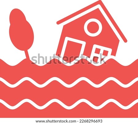 Flooded House vector icon. Can be used for printing, mobile and web applications.