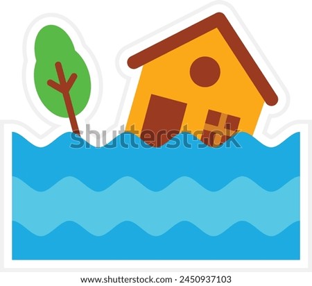 Flooded House vector icon. Can be used for printing, mobile and web applications.
