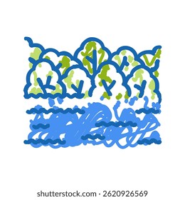 inundado parque desastre doodle ícone esboço vetor. inundado parque sinal de desastre. ilustração símbolo isolado