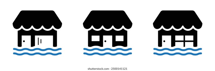 Flooding build set icon, vector illustration