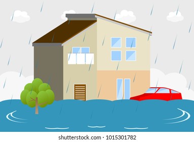 Flooding Due Heavy Rain House Stock Vector (Royalty Free) 1015301782 ...