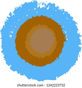 Flooding earth concept with sea level rise in vector illustration. The core of the earth is completely covered with water.