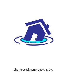 flooding house icon illustration vector on white background