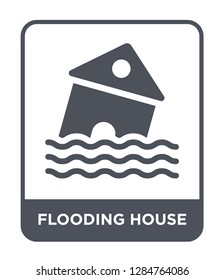flooding house icon vector on white background, flooding house trendy filled icons from Meteorology collection, flooding house vector illustration