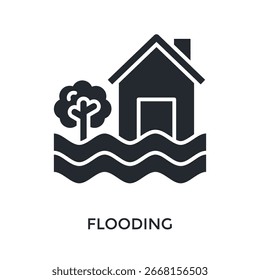Estilo de glifo de icono de inundación. Ilustración vectorial Para El Diseño gráfico