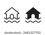 Flooding icon set. House flood vector flat icon. Inundation symbol. Natural disaster icon set vector illustration.