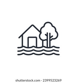 icono de inundación. vector.Curso editable.Signo de estilo lineal para uso de diseño web,logotipo.Ilustración de símbolo.