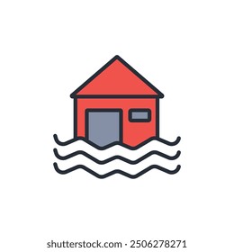 flooding icon. vector.Editable stroke.linear style sign for use web design,logo.Symbol illustration.