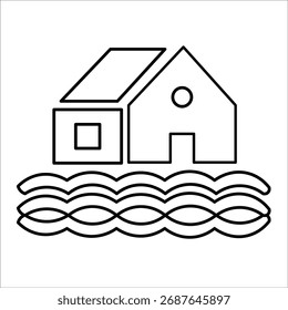 flooding icons. simple line vector