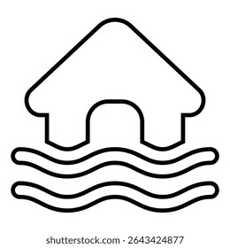 design de ícone de linha de inundação. ilustração de vetor de símbolo de contorno preto fino. ícone de traçado editável em plano de fundo transparente.