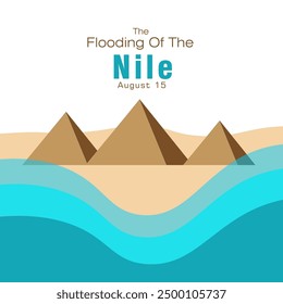 The Flooding of The Nile vector, illustration. The Flooding of The Nile river is an event shrouded in myth, history, and modern-day mystery. August 15.