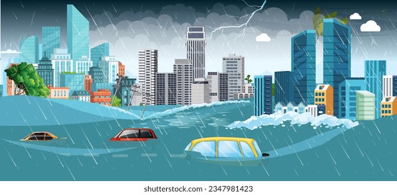  flooding uk vectors.  flooding asia , usa , house ,street and city.