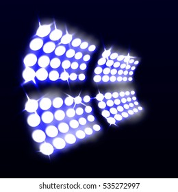 floodlight stadium. on a dark background, the object tool. lamp. EPS 10