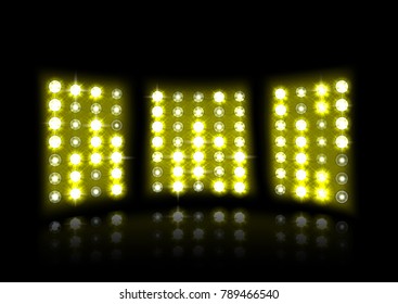 Floodlight of stadium on a dark background
