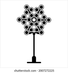 Floodlight Tower Icon, Stadium Bright Light Tower Vector Art Illustration