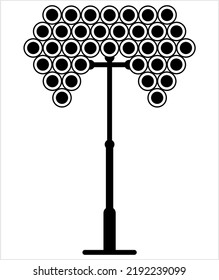 Floodlight Tower Icon, Stadium Bright Light Tower Vector Art Illustration