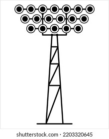 Floodlight Tower Icon, Stadium Bright Light Tower Vector Art Illustration