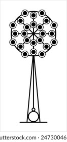 Floodlight Tower Icon, Stadium Bright Light Tower Vector Art Illustration