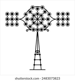 Floodlight Tower Icon, Stadium Bright Light Tower Vector Art Illustration