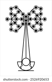 Floodlight Tower Icon, Stadium Bright Light Tower Vector Art Illustration