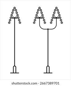 Floodlight Tower Icon, Stadium Bright Light Tower Vector Art Illustration