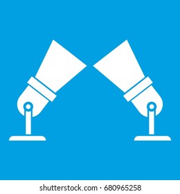 Floodlights icon white isolated on blue background vector illustration