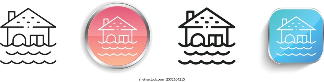 floods icon. Thin Linear, Regular and Button Style Design Isolated On White Background