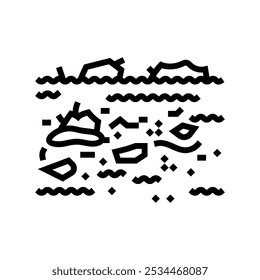 floodwater with debris line icon vector. floodwater with debris sign. isolated contour symbol black illustration