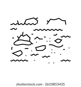 floodwater with debris line icon vector. floodwater with debris sign. isolated contour symbol black illustration