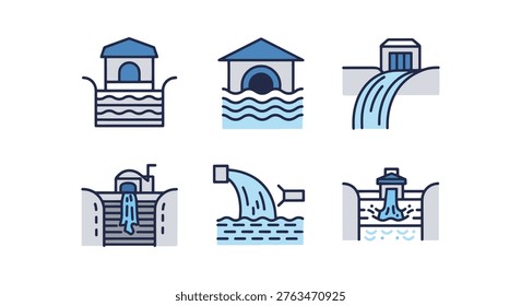 Floodwater Flow Line art minimal abstract colorful vector
