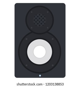 Floor acoustic speaker in black color vector flat material design isolated on white