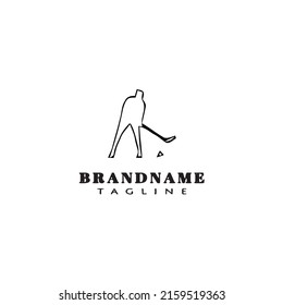 floor ball player design logo flat icon design template black modern isolated vector illustration