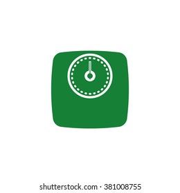 Floor bathroom scales. Vector icon green

