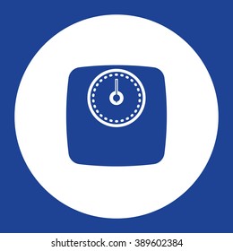 Floor bathroom scales. Vector icon blue and white
