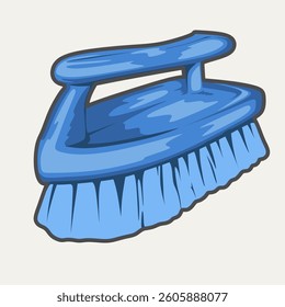 floor brush complete with strong handle, blue bristle brush