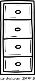 floor cabinet with drawers. Vector illustration in the style of doodles. Sketch cabinet
