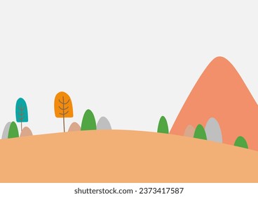 Fußboden Teppich mit Naturmuster Berg und Baum im Herbst.
