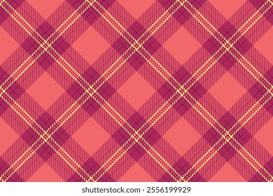 Floor check background textile, volume pattern seamless tartan. Proud plaid fabric texture vector in pink and red colors palette.