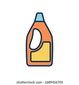 Bodenreiniger-Flaschensymbol auf weißem Hintergrund, Linienfüllungsstil, Desinfektions- und Reinigungselemente, Vektorillustration