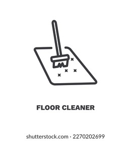 floor cleaner icon. Thin line floor cleaner, leaves icon from cleaning collection. Outline vector isolated on white background. Editable floor cleaner symbol can be used web and mobile